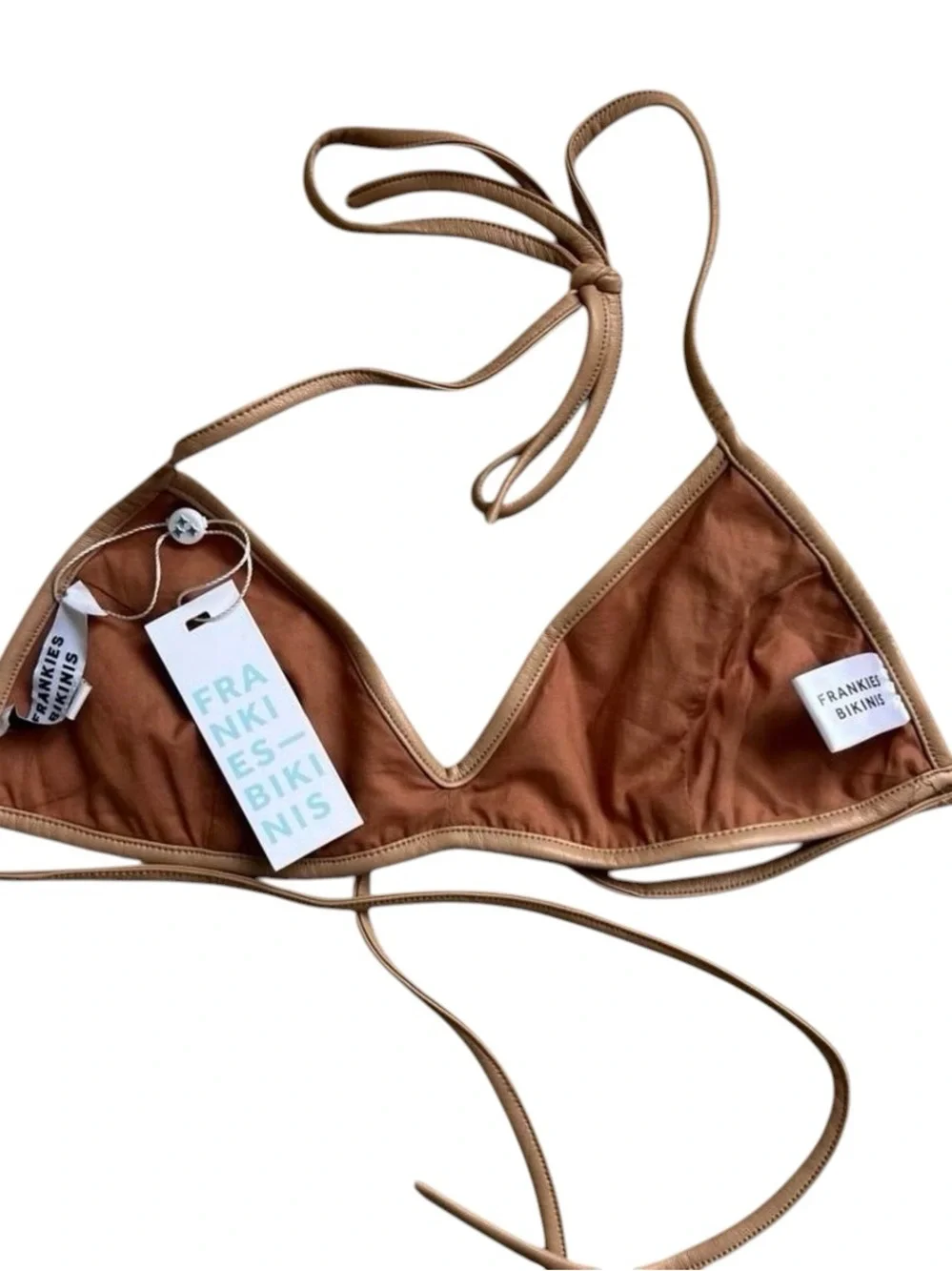 Frankie's Bikinis Claudia Vegan Leather Bra Top M NWT